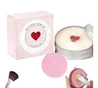 Silicone Makeup Brush Cleaning Pad with Soap, Heart Shaped Brush Cleaner Mat with Deep Cleansing Soap Bar, Portable Beauty Tool for Synthetic & Natural Brushes, Sponges & Beauty Blenders (50g)