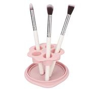 Silicone Makeup Brush Cleansing Box Soft Nail Art Brushes Washing Tool with Drying Rack for Makeup Brushes and Nail Brushes Silicone Material Cover (Pink)
