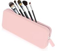 Silicone Makeup Brush Holder Cosmetic Bag, 1 x Make Up Brush Storage & 1 x Beauty Blender Case, Soft & Sleek Makeup Tool Organiser for Travel, Pink (pink-1), Makeup Brush Storage