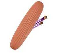 Silicone Makeup Brush Holder, Makeup Brush Bag | Makeup Tool Organizer | Portable Travel Brush Organizer with Carabiner, Brush Case, Light Coffee, riferimento alla descrizione, Please refer to