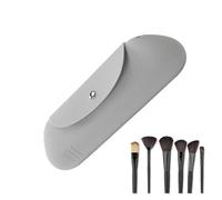 Silicone Makeup Brush Holder, Silicone Makeup Brush Bag, Beauty Tool Organiser with Magnetic Closure, Portable Face Brush Case, Soft Cosmetic Bag for Daily and Work, gray, see description, See