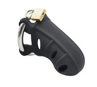 Silicone Male Chastity Cockcage with 3 Sizes Metal Adjustable Rings Sleeve Lock Penis Cover Sleeve Restraint Sex Toy Men Black S