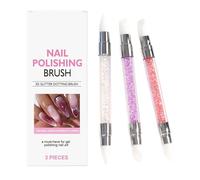 Silicone Manicure Tools - 3 Pieces Double Tip Brush for Modeling and Drawing, Nail Carving Pen | For Beginners Manicure Care Professional Studio Salon at Home