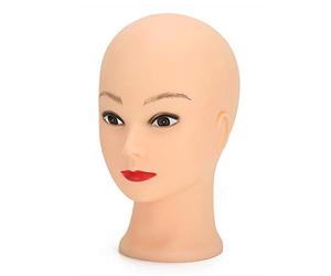Silicone Mannequin Head, Hat Wig Jewelry Helmet Glasses Display,Soft Makeup Training Practice Head Model for Eyelash, Bald Mannequin Head 20inch (With makeup)