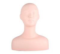 Silicone Mannequin Head with Shoulders - Professional Skin Tone Bald Manikin for Makeup, Eyelash Extension, Acupuncture Training for Beauty Students, Artists, Salon Use