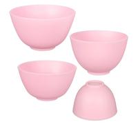 Silicone Mask Mixing Bowls Set for Home Spa 3 Piece | Salon Vanity Use, Smooth Non-stick Finish, Space Saving Nesting Design, Three Sizes, Pink and White