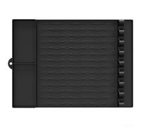 Silicone Mat for Grilling with Oil Drain Box and Elevated Perimeter to Keep Grill Area Tidy and Functional (black)