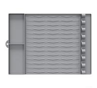 Silicone Mat for Grilling with Oil Drain Box and Elevated Perimeter to Keep Grill Area Tidy and Functional (grey)