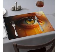 Silicone Mats For Kitchen Counter A Close-Up Of An Eye With Tears Streaming Down Dining Place Mats Decorative Plates Easter Placemats(4PCS)