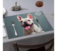 Silicone Mats For Kitchen Counter A Happy French Bulldog With Its Tongue Out Dining Place Mats Table Runner Tablecloth(6PCS)
