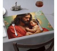 Silicone Mats for Kitchen Counter A Man Holds A Baby with Flowers in The Background Dining Place Mats Decorative Plates Easter Placemats(1PCS)