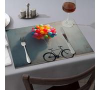 Silicone Mats For Kitchen Counter Bicycle With Colorful Balloons Against A Wall Dining Place Mats Table Runner Tablecloth(1PCS)