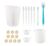 Silicone Measuring Cup Tool Kit, Resin Mixing Tool Set with Pipettes Finger Gloves and Spatula for DIY Crafts Painting and Resin Art Projects (21pcs Tool Set, Blue)