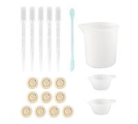 Silicone Measuring Cup Tool Kit, Resin Mixing Tool Set with Pipettes Finger Gloves and Spatula for DIY Crafts Painting and Resin Art Projects (19pcs Tool Set, Blue)