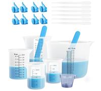 Silicone Measuring Cups for Resin,Clearly 2 Scales 1000ml,250ml,500ml,100ml Resin Measuring Cups, Silicone Stir Sticks, Reusable & Easy Clean Resin Supplies for Resin Mixing,Molds
