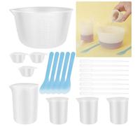 Silicone Measuring Cups Kit, 600ML Bowl, 250 & 100ML Thickened Reusable Epoxy Resin Mixing Cups,Measure Cups Jugs Graduated for Epoxy Resin DIY Crafts Casting Mixing
