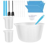 Silicone Measuring Cups Kit Include 600&100ml Resin Mixing Cups, Silicone Stir Sticks, Spatula, Mixing Paddle,Dispense Cup,Dripper,Gloves for Epoxy Resin Jewelry Making Waxing