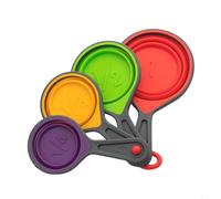 Silicone Measuring Cups Set, 4 Sizes Collapsible Design For Baking, Cooking, Coffee, Food-Grade Dishwasher Safe Portable Kitchen Tools In Bright Colours With Clear Metric Markings