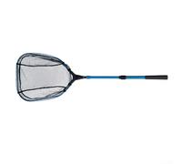 Silicone Mesh Folding Landing Net, Aluminum Alloy Anti-Slip Rod, One-Click Storage, Waist Hook Design, Heavy Duty Fish Net Black(35cm matte blue)