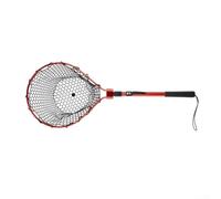 Silicone Mesh Folding Landing Net, Aluminum Alloy Anti-Slip Rod, One-Click Storage, Waist Hook Design, Heavy Duty Fish Net Black(35cm red)
