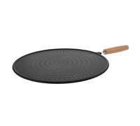 Silicone Mesh Splatter Guard for Frying Pan, Foldable Black | Wood Handle, High-density Micro Holes, Lets Steam Vent, Quick Dishwasher Cleanup, One Size Fits Most