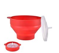 Silicone Microwave Popcorn Bowl with Lid - Foldable Round Maker with Handle | Collapsiible Heat-Resistant Poopper, Portable Kitchen Baking Tool for Home Travel Movie Night