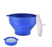Silicone Microwave Popcorn Bowl with Lid - Foldable Round Maker with Handle | Collapsiible Heat-Resistant Poopper, Portable Kitchen Baking Tool for Home Travel Movie Night