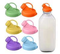 Silicone Milk Bottle Caps (48mm) - Leak Proof & Odorless Replacement Pour Spout Lids for Stanpac, Libbey, Stock Your Home & The Dairy Shoppe Dispensers (6 Pack)