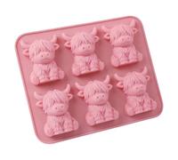 Silicone Mini Highland Cow Ice Cube Mould Easy to Demold Highland Cattle Casting Moulds Soft Elasticity for Handmade Wax Soap Craft Home Decor