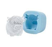Silicone Mini Highland Cow Ice Cube Mould Easy to Demold Highland Cattle Casting Moulds Soft Elasticity for Handmade Wax Soap Craft Home Decor