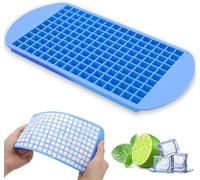 Silicone Mini Ice Cube Tray, 160 Crushed Ice Cube Molds Easy Release Small Ice Cube for Chilling Whiskey Cocktail, Kitchen Gadgets Stackable Ice Trays (Blue)