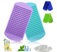 Silicone Mini Ice Cube Trays 2 Pack, 160 Small Ice Cube Molds Easy Release Crushed Ice Cube for Chilling Whiskey Cocktail, BPA Free Flexible Stackable and Durable Soft Mold Storage Containers
