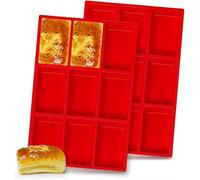 Silicone Mini Loaf Pan, 2PCS 9-Cavities Mini Loaf Mould, Mini Bread Pan, Bread Baking Mold, Soap Moulds, Baking Tray for Mini Bread, Toast, Brownie, Cornbread, Cheesecake, Meatloaf