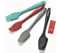 Silicone Mini Spatulas, Curved Small Spatula with Shallow Bowl for Kitchen, Seamless Jar Scraper for Cooking Baking, Wet Pet Food Spatula, 8.2 IN, 4 Pack