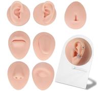 Silicone Model Body Part Displays Set- Usiriy 8Pcs Silicone Piercing Practice Kit with Model Display Holder Silicone Tongue Mouth Nose Eye Navel Ear Model for Piercing Practice and Jewelry Display