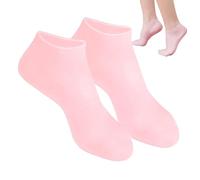 Silicone Moisturizing Socks, Cracked Heel Repair Sleeves, Soft Breathable U-Shape Foot Protectors, Hydrating Spa Socks for Dry Feet, Home, Travel, Self-Care, General Size Pink