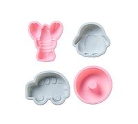 Silicone Mold 4Pcs Cartoon Silicone Cake Chocolate Dessert Baking Pan Baking Tool Biscuit MoldBlue Pink