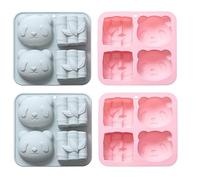 Silicone Mold 4Pcs Cute Panda Pattern Bamboo Shape Silicone Baking Cake Chocolate MoldBlue Pink