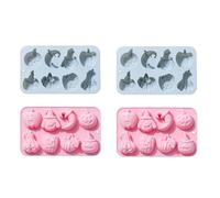 Silicone Mold 4Pcs Pumpkin Pattern Silicone Cake Baking Jelly Pudding Rice Cake MoldBlue Pink