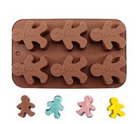 Silicone Mold Christmas Gingerbread Man Mold, Chocolate Candy Jelly Cookie Baking Mold, DIY Candle Soap Mold for Holiday Party Cake Pop, 6 Cavities, Gift for Women Neighbor Friend