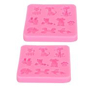 Silicone Mold DIY Hand Made Tool High Temperature Resistance Cartoon Animals Shape for Chocolate Cake Candy Decorations Gray Pink 8 x 8 x 1cm 2PCs (Pink)