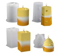 Silicone Mold for Candles 3D Honeycomb Pattern Bee Aromatherapy Plaster Crystal Epoxy Resin Soap Handmade DIY Crafts Candle Gift(03)