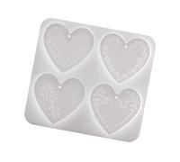 Silicone Mold Heart Shape 4 Cavity Pattern Mold for Resin Soap Wax, Pendant Ornament and Making Heart Shaped Ornament Wax Pendant Label Casting