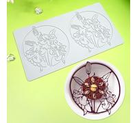 Silicone Mold Hollow Out Sugarcraft Lace Mold Cake Decoration Lace Mat for Fondant Wedding Cake Decorating Baking Molds (F1_ Flower Wreath)