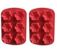 Silicone Mold Plumeria Rubra Mold 6 Cavity Soap Mold Egg Flowers Silicone Molds for Cake Soap Chocolate Candy Cupcake Candle,Red,2 Pack