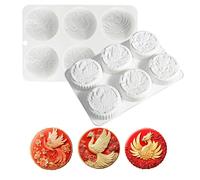 Silicone Mold Round Phoenix Mousse Cake Molds, Reusable Baking Molds for Cheesecake, Chocolate, Pudding, Jelly, Candy, Ice Cream - BPA-Free Non-Stick Dessert Molds (A_ Phoenix)