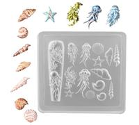 Silicone Mold Set - Stencil, 3D Manicure Tool, Style Design Equipment, Marine Life Art Gear | Reusable Nautical Sculpting Solution Women Beauty Salon Home Nails Decorating
