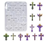 Silicone Mold - Shaped Silicone Resin Molds | Multi-Size Epoxy Casting Fořme, Crucifix Jewelry Making Tool | Keychain Necklace Pendants