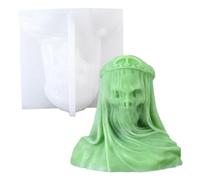 Silicone Molds, 3D Veiled Skull Candle Molds, Flexible Easy Release Skeleton Bust Sculpture Non-Stick Epoxy Resin Mould for DIY Candle, Casting, Clay, Plaster, Crafts