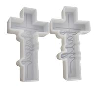 Silicone Molds, Blessed and Faith Cross Mold, Non Stick Cross Silicone Mold 2PCS Reusable Candle Molds for Making Aroma Beads, Soap, Candles, DIY Crafts.